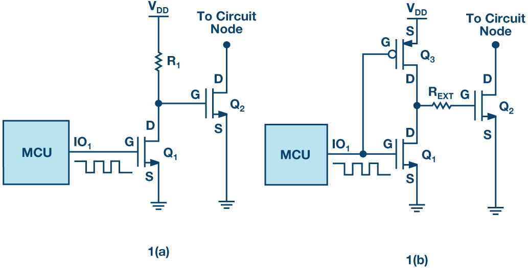 Comparison of BJT and MOSFET gate drive circuits